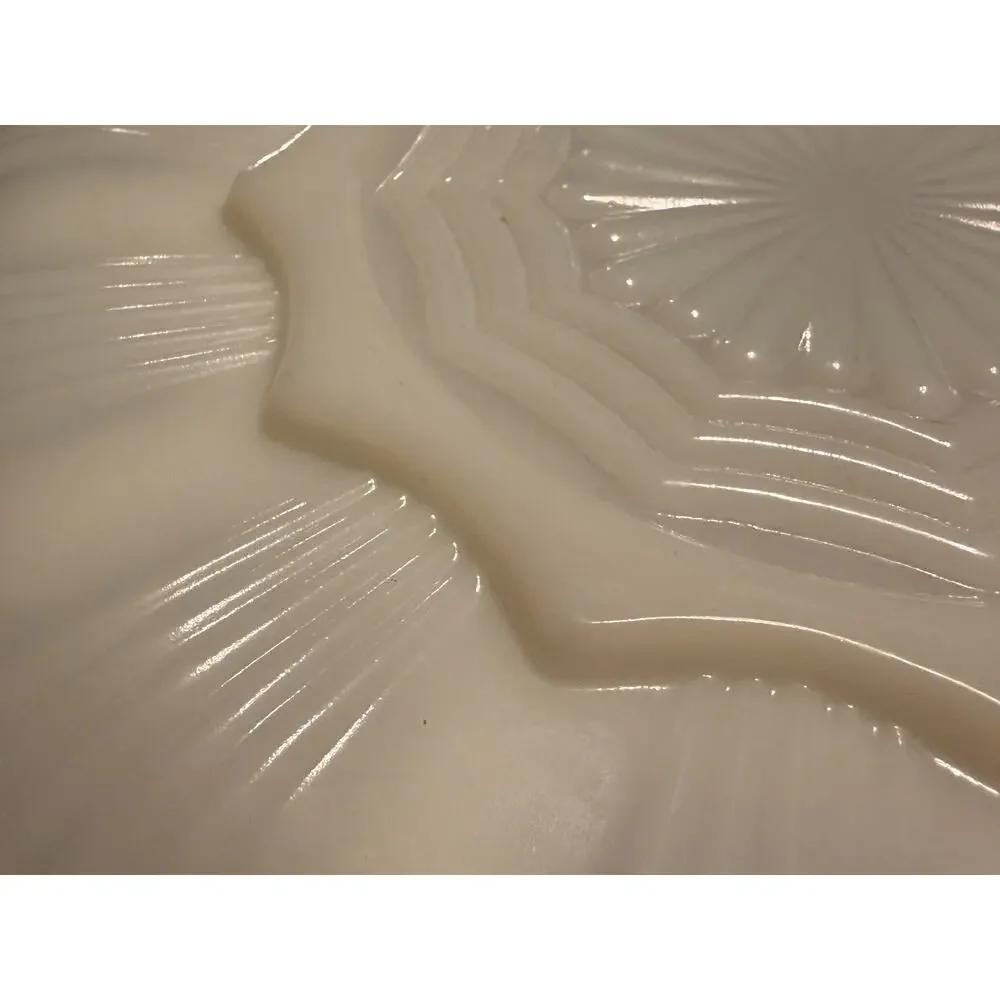 2 Anchor Hocking Fire King Milk Glass Deviled Egg Plates 22K Gold Trim Platters